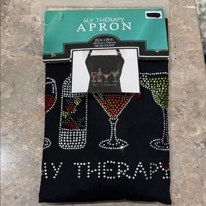 My Therapy Apron with Rhinestone Cocktail wine Design new with tag